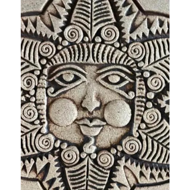 Mid-Century Modern Vintage 1970s Studio Pottery Sun Tile Wall Art Signed by John Wenzel For Sale - Image 3 of 4