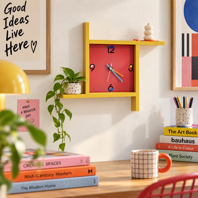 Ettore Sottsass Welby Wall Hanging Shelf Clock Post Modern Memphis Style, 1980s For Sale - Image 4 of 9