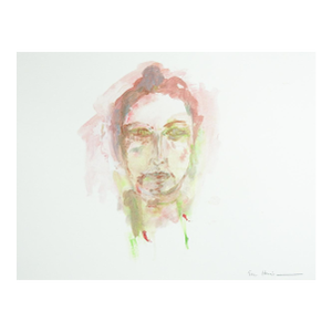 Late 20th Century Modernist Watercolor Portrait Painting