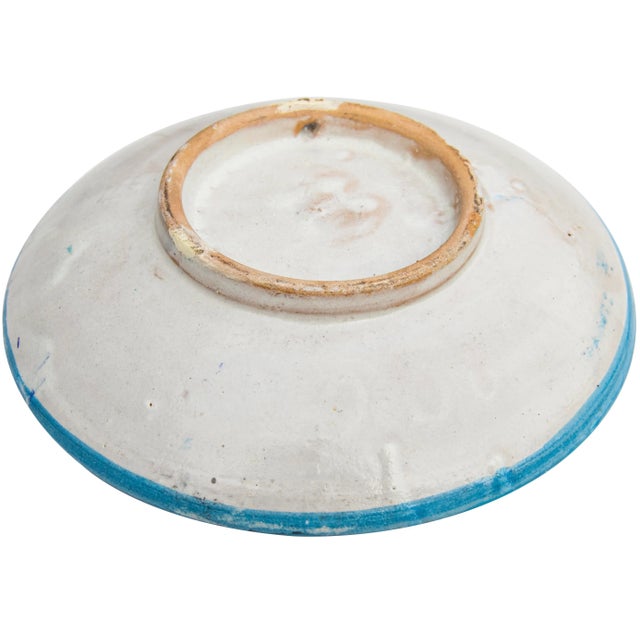Sky Blue Mid 20th Century Blue Moorish-Patterned Ceramic Wall Plate For Sale - Image 8 of 8