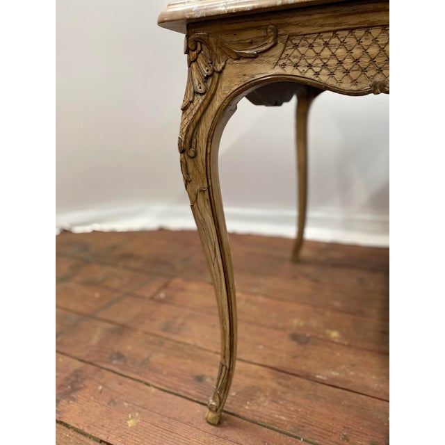 Brown 1970s Carved Oak and Marble Louis XV Style End Tables, a Pair For Sale - Image 8 of 16