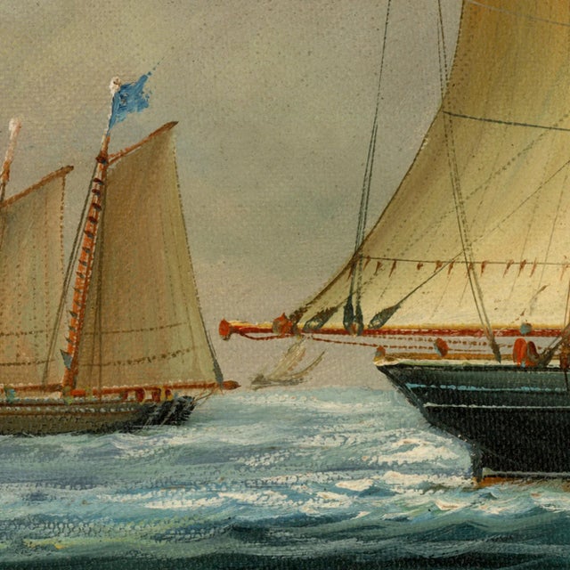 Accurate reproduction of the original oil painting, this image is printed on canvas, mounted to a board and treated with...