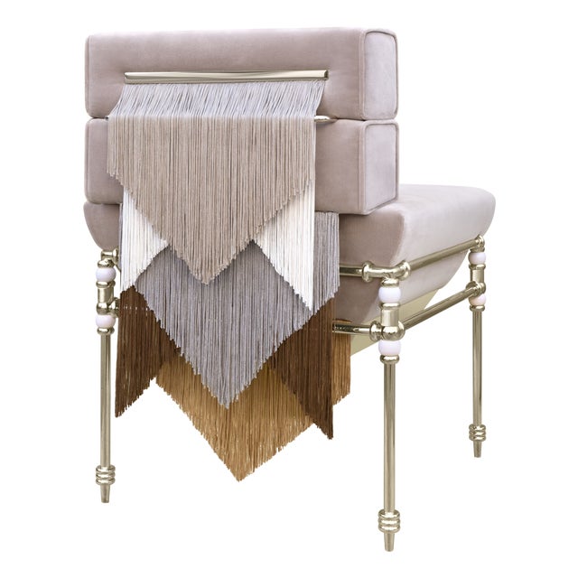 Seraphine Dining Chair with Fringes Handmade by Ottiu For Sale