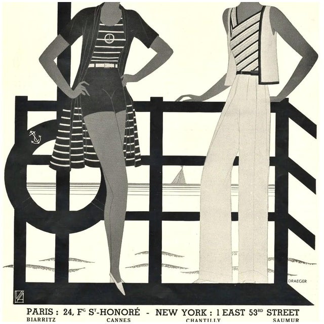 Contemporary 1931 Rare Hermès Beach Summer Fashion Print, Matted For Sale - Image 3 of 3