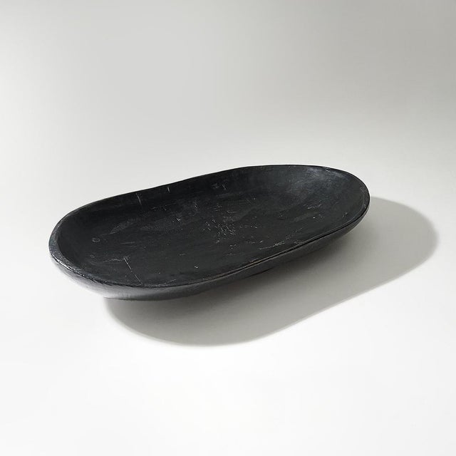 Wood Organic Shaped Black Wooden Bowl, 1960s For Sale - Image 7 of 14