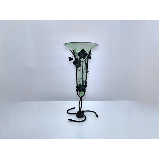 Murano Glass and Wrought Iron Vase attributed to Umberto Bellotto for Barovier and Toso, 1920s For Sale - Image 4 of 13