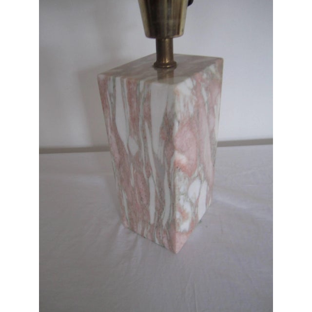 Pink Modern Pink and White Solid Marble Desk or Table Lamp For Sale - Image 8 of 11