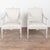 Pair, Swedish gray painted armchairs with carved details along edges, top of back and skirt. The gray painted finish has...
