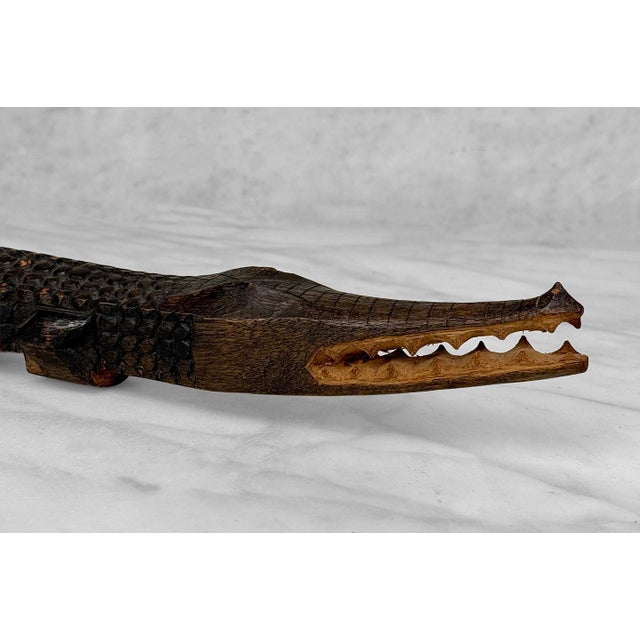 Vintage 23" African Crocodile Wood Carved Sculpture For Sale - Image 6 of 10