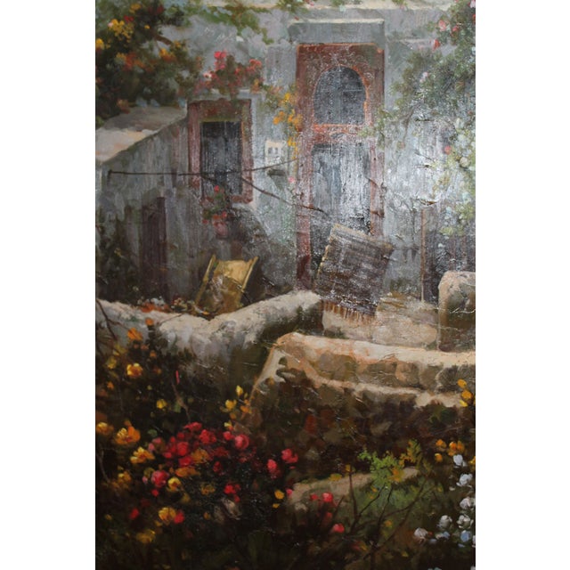 Late 20th Century Large Mediterranean Village Landscape — Oil on Canvas, 48” × 60” For Sale - Image 6 of 11