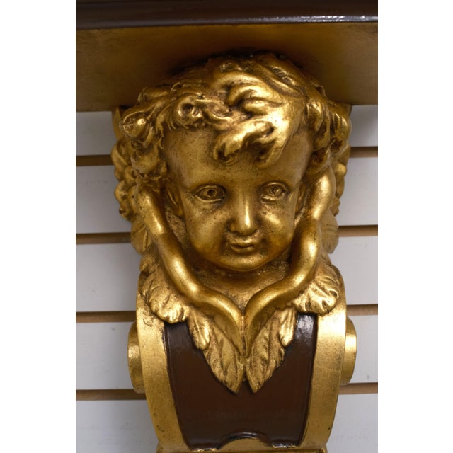 Pair Cherub Gold Finish Wall Sconce Shelves For Sale - Image 4 of 10