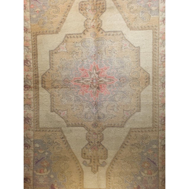 Vintage Turkish Oushak Area Rug, Hand Knotted Wool, Ivory & Pink, 5' x 7' For Sale - Image 11 of 17