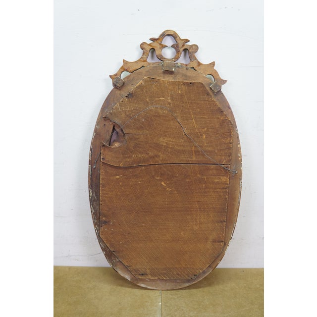 Brown Antique Victorian Mahogany Oval Vanity Wishbone Dressing Wall Mirror 28" For Sale - Image 8 of 11