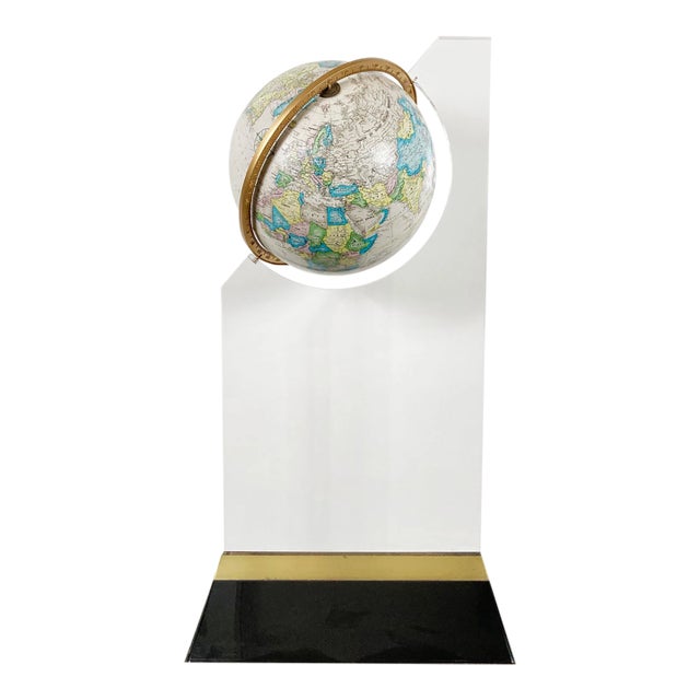 Vintage 1980s World Globe on Acrylic Stand For Sale