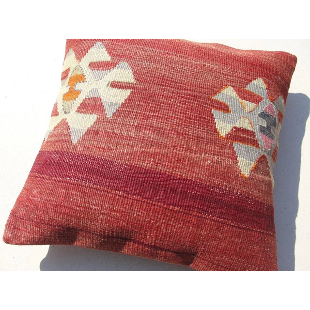 Kilim Rug Pillow Made from old turkish kilims Back side cotton and has closed with a solid hidden zipper size:16" x 16" It...