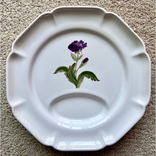 White Motton Gien French Faience Asparagus Plates-Set 6 For Sale - Image 8 of 14