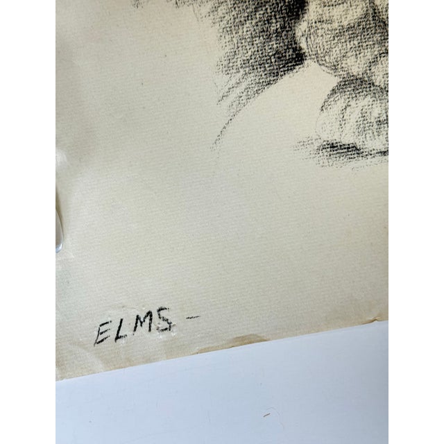 1940s 1944 Figure Study Drawing Pencil on Paper 19”x25” For Sale - Image 5 of 6