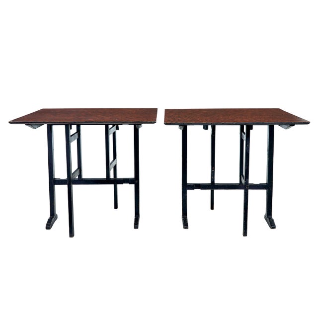 Black 19th Century Swedish Ragwork Painted Folding Tables, 1860, Set of 2 For Sale - Image 8 of 11