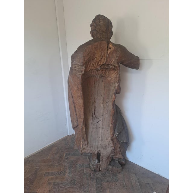 Large Continental Carved Oak Figure of an Apostle, 1590 For Sale - Image 6 of 7