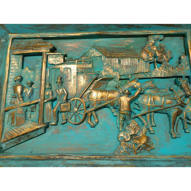 Turquoise Vintage Deco Syrococraft With Copper Background: "Traveler Rest" For Sale - Image 8 of 11