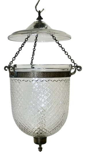 Hand Blown Diamond Cut Crystal Bell Jar Lantern