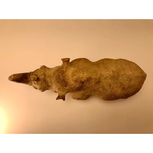 1960s Mid-Century African Hand Chiseled Stone Carving Rhino Figurine For Sale - Image 5 of 9