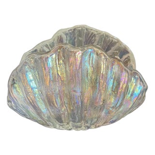 Vintage Iridescent Glass Shell Napkin Holder / Guest Towel Holder For Sale
