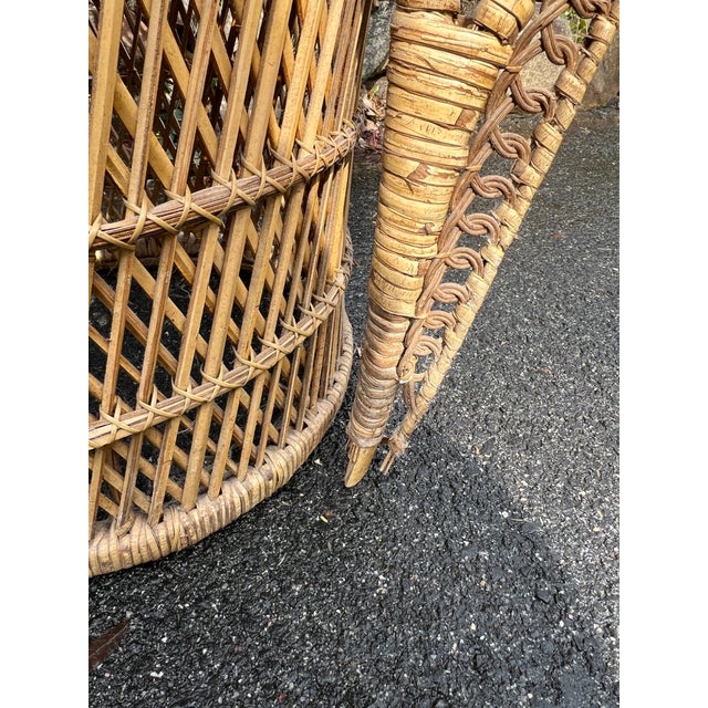 Vintage Peacock Chair in Rattan Wicker Boho Chic Coastal Decor Seating For Sale In New York - Image 6 of 8