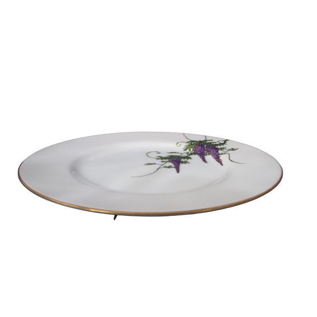1950s Koshida Wisteria Garland Hand Painted Vintage Luncheon Tea Dessert Plate For Sale - Image 9 of 10