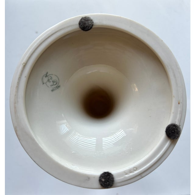 Early 20th Century A Pair of Lenox Belleek Porcelain Candlesticks With Sterling Silver Overlay For Sale - Image 5 of 5
