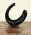 Vintage Equestrian Iron Horseshoe and Nail Wine Bottle Holder on Wood Base For Sale In Providence - Image 6 of 6