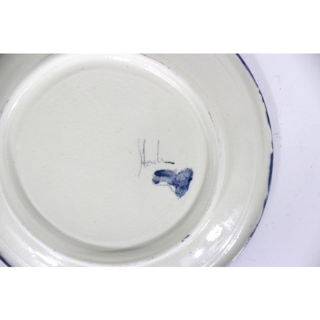 Ceramic Vintage Hand Painted Fish Pottery Plate For Sale - Image 7 of 8