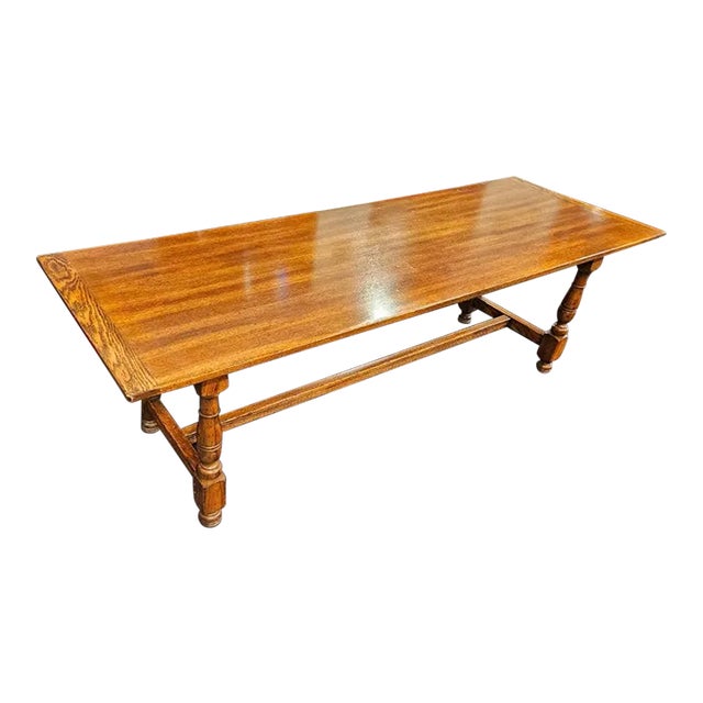 Mid 20th Century John Widdicomb Co. Farmhouse Wood Dining Trestle Table 7.5 Ft For Sale