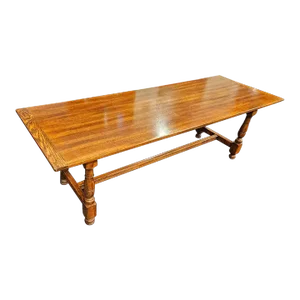 Mid 20th Century John Widdicomb Co. Farmhouse Wood Dining Trestle Table 7.5 Ft
