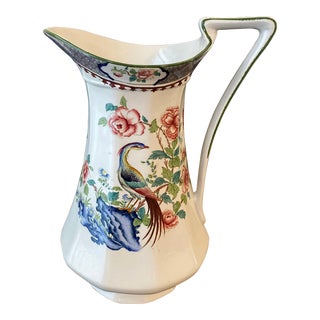 Early 19th Century Antique S.Hancock & Sons England Rockery & Pheasant Pitcher For Sale