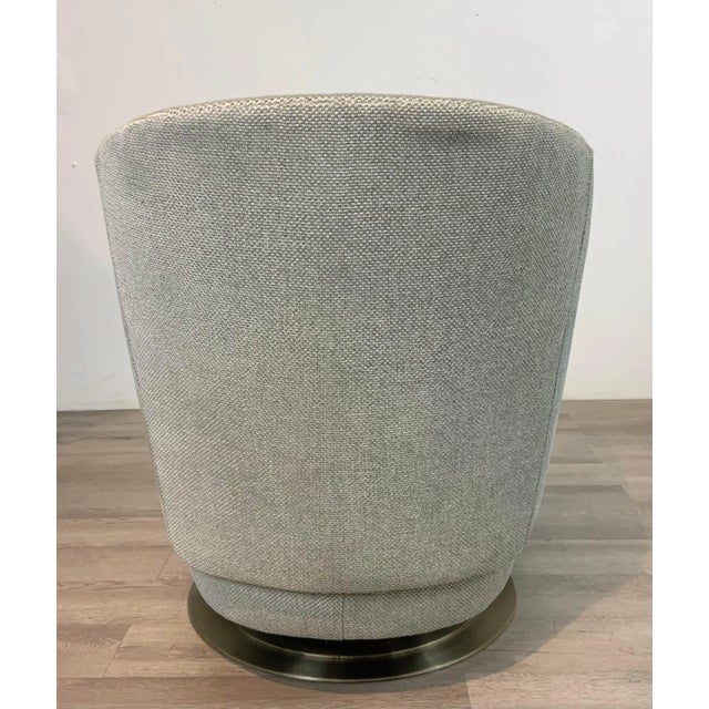 Caracole Modern Channeled Teal Velvet Concentric Swivel Chairs Pair For Sale In Atlanta - Image 6 of 8