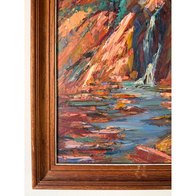 1970’s Vintage Impressionist Autumn River Landscape Oil on Canvas Painting, Framed For Sale In Miami - Image 6 of 12