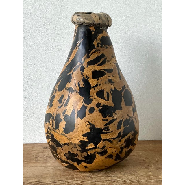 Vintage Boho Artisanal Pigmented Plaster Scagliola Vase For Sale - Image 11 of 12
