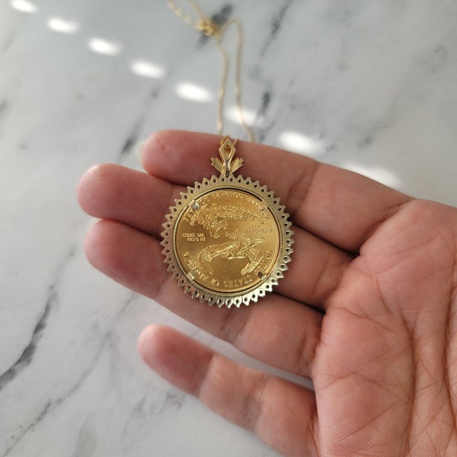 アクセサリー 203jewelry liberty necklace 22K Fine Gold Lady Liberty Necklace with Diamond Halo | Chairish