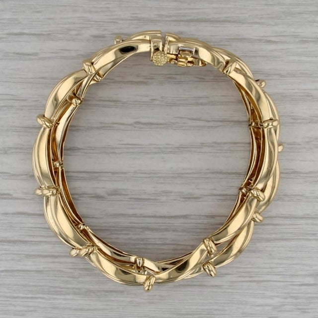 Tiffany and Co. Vintage Tiffany 3-Row Bracelet 18k Yellow Gold W/ Box Magazine 7" 18mm For Sale - Image 4 of 8