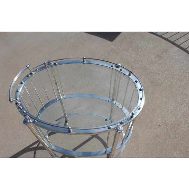 Mid-Century Modern Bar Cart Silver Plate Oval For Sale - Image 9 of 18