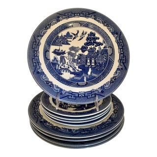 Vintage Blue Willow Johnson Bros Dinner Ware -Set of 9 For Sale