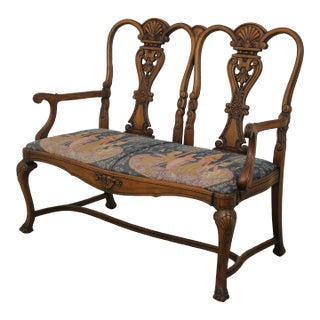 English Queen Anne Walnut Double Back Settee For Sale