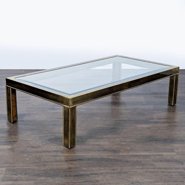 Modern Vintage American Brass and Glass Coffee Table For Sale - Image 3 of 7