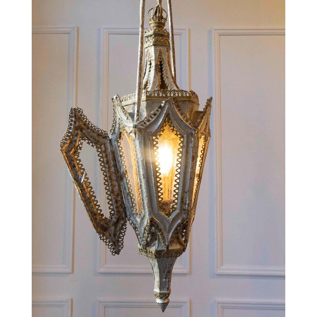 Metal 19th Century English Painted Iron Gothic Revival Period Lanterns - a Pair For Sale - Image 7 of 9