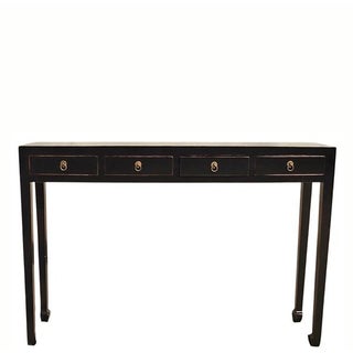 48" Long 4 Drawer Black Ming Console Table For Sale