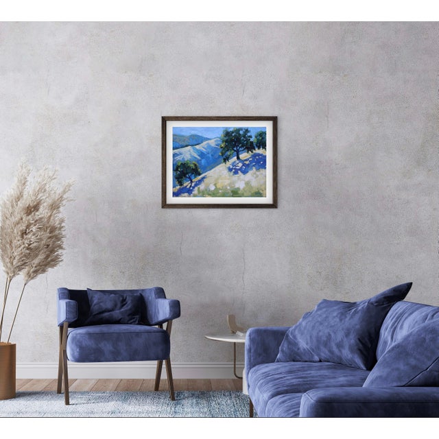 Contemporary Oil Painting, Golden Hills & Oaks Landscape by L Haas For Sale - Image 10 of 11