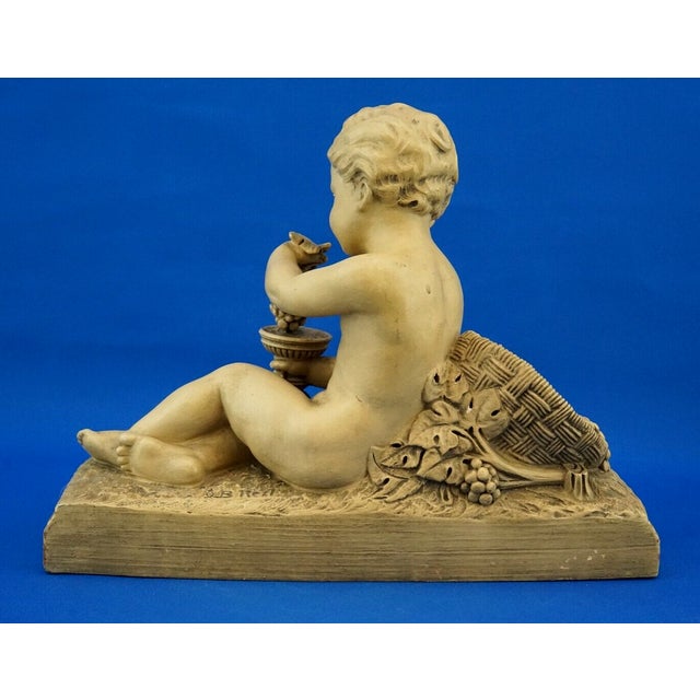 Bacchanalian Putto Child Bacchus Terracotta Sculpture by Bohumil Rezl, Czechoslovakia, 1800s For Sale - Image 5 of 18