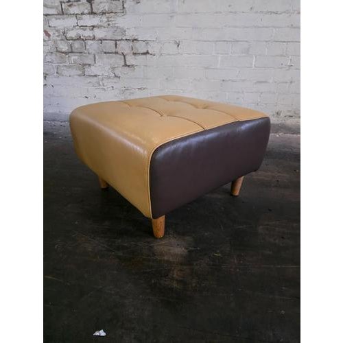Black Set of Mid-Century Modern Lounge Chair with Ottoman in Leather, 1970s For Sale - Image 8 of 9
