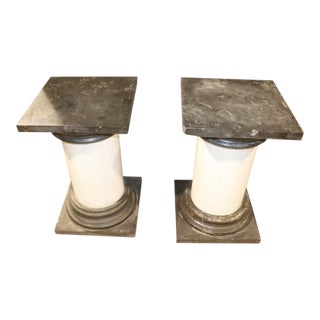 Pair Marble Italian Ionic Style Palatial Pedestals For Sale